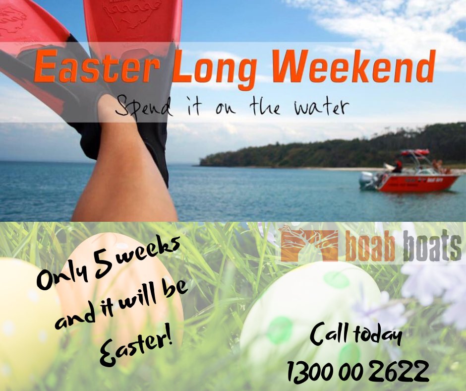 boabboats's tweet photo. #Easter #Boating # 5 weeks to go
#Hawkesbury # Jervis Bay #Port Hacking #Port Stephens#Pittwater
#Bribie Island #Mooloolaba # North  Brisbane # Cassowary Coast #Hervey Bay
#BoabBoats https://t.co/uawBMHdSSG