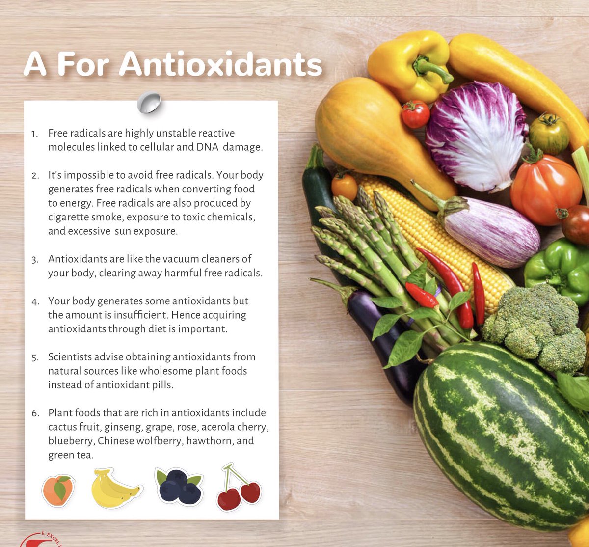 DorianYuehYun's tweet photo. Need a quick guide to antioxidants? You’re welcome.
#EExcel
#Antioxidants
#AntioxidantFoods https://t.co/SuB5ee0v5b