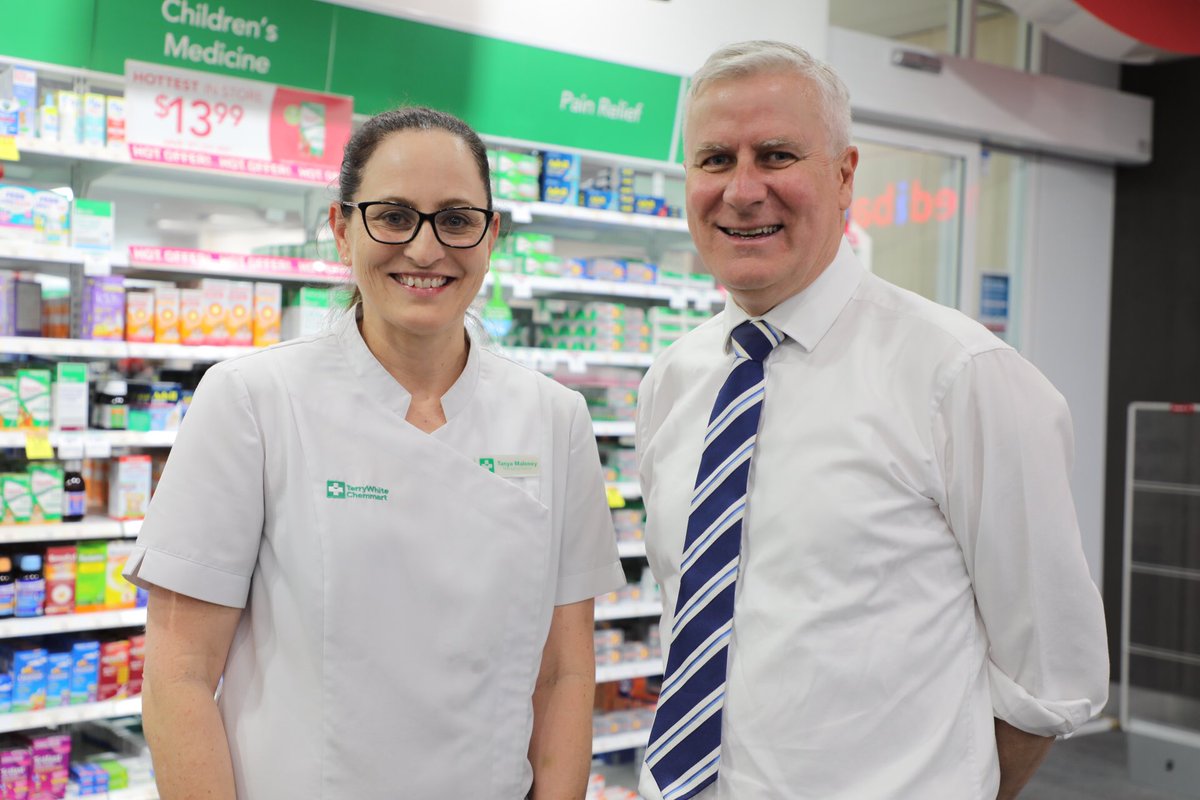 M_McCormackMP's tweet photo. Many Australians rely heavily on their local pharmacist for advice &amp; support. 

They’re at the frontline of our health services. 

Tanya Maloney &amp; the team at Terry White Chemmart in #CoffsHarbour are doing an outstanding job looking after their local community.  

#RegionsMatter https://t.co/JHqo7GZOqF