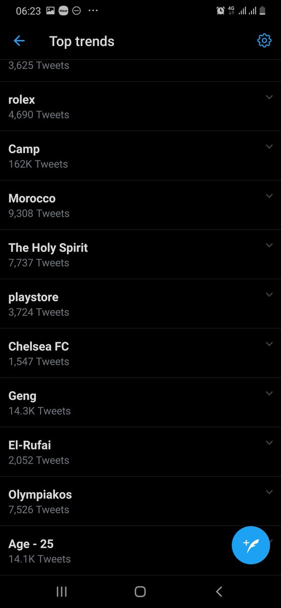 EkoTrends's tweet photo. Trends... 6:27 am 
#CoronaVirusUpdate 
#SanusiLamido
Kaduna El-Rufai
#fliptheswitchchallenge
#WednesdayMotivation
amotekun
Chelsea FC
The Holy Spirit Geng camp
Rolex playstore
Nicki Gulder

#EkoTrends https://t.co/AgmzRdzwPc
