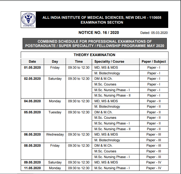 mediconation's tweet photo. 👉AIIMS Releases Combined Schedule For Professional Exams Of PG Medical, SS, Fellowship May 2020
.
.
.
.
. #examupdates #aiims #aiimspg #medical https://t.co/0aoth4ELDs