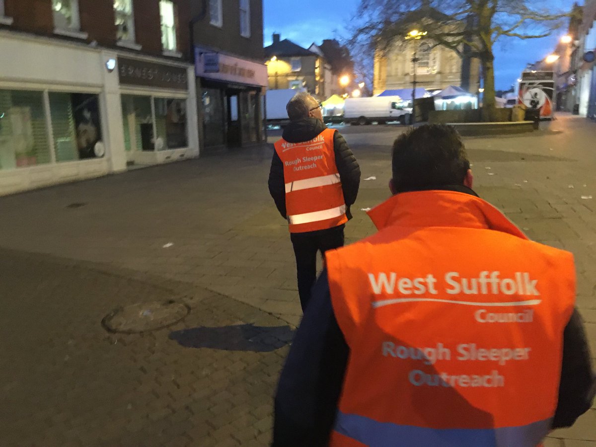 West_Suffolk's tweet photo. We are out checking on our #roughsleepers in #burystedmunds and #westsuffolk - part of our work helping get support and accommodation to people that need it. #reducinghomelessness https://t.co/pThXWd1HYu