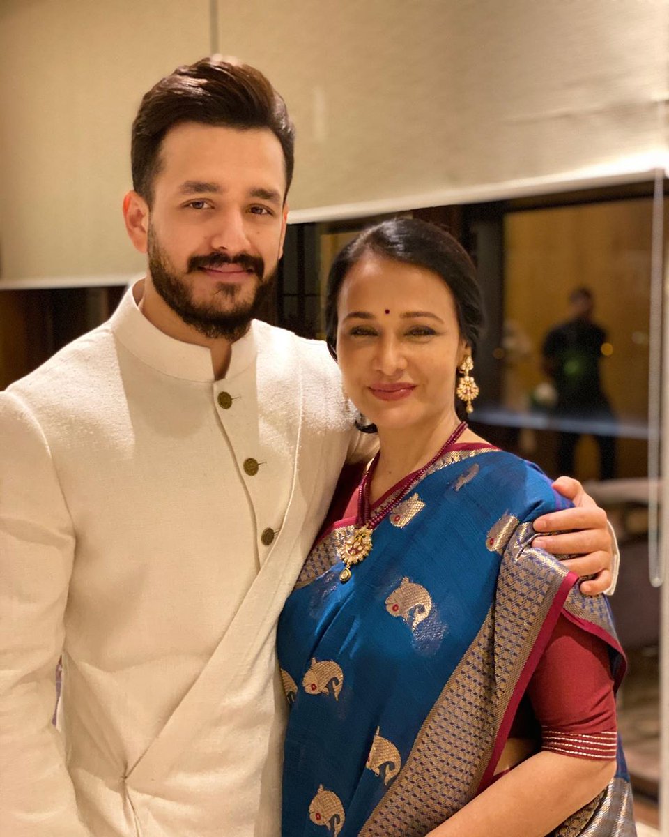 Fridayenter's tweet photo. The #MostEligibleBachelor with the prettiest mum!! 

#AkhilAkkineni #AmalaAkkineni https://t.co/bvy8UhHUXY