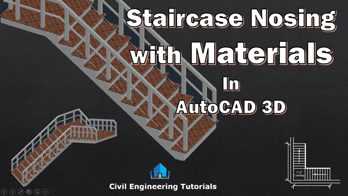 CIVILTutorials's tweet image. How to provide Staircase NOSING with MATERIALS In AutoCAD 3D | L-TYPE Staircase | L–SHAPED Staircase
youtu.be/RSOAZCUeEzw
#CivilEngineeringTutorials
#CivilTutorials
#AutoCADTutorials
#StaircaseDrawing