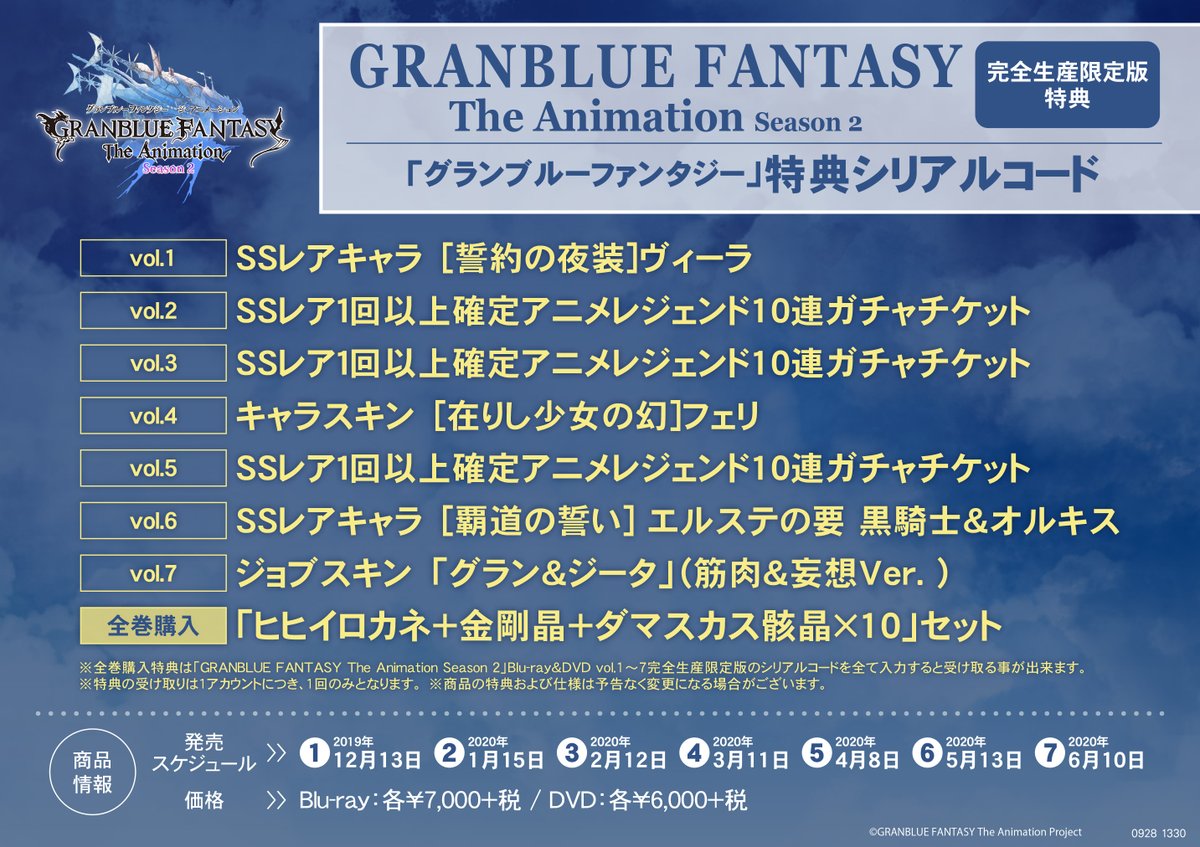 アニメイト渋谷 短縮営業中 Auf Twitter グラブル 本日は Granblue Fantasy The Animation Season 2 の4巻の発売日です 4巻には キャラスキン 在りし少女の幻 フェリ の特典シリアルコードが封入されております 続巻も豪華特典 シリアルコードがつきます