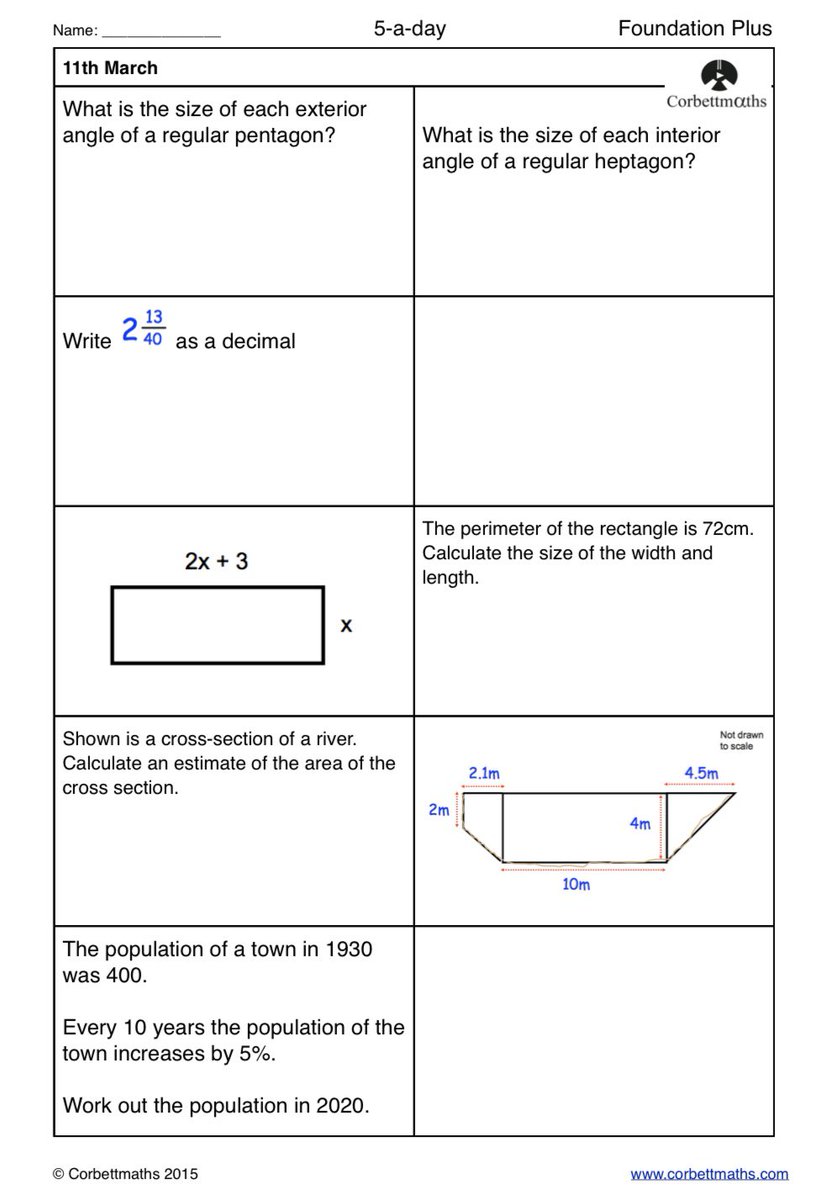 Corbettmaths's tweet photo. Studying for Higher GCSE Maths? Try today's Foundation Plus, Higher &amp; challenging Higher Plus #maths5aday answers: https://t.co/YFH42YTcTV https://t.co/Xqha97s89S