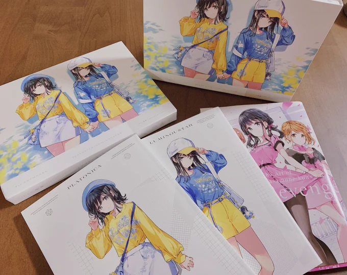 今回の画集、前回の画集と同サイズなので、こんな感じに3冊が綺麗に揃います!ページボリュームは前回のちょうど2倍です。 