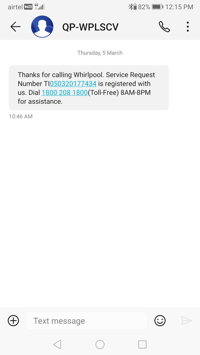 shivahosurknl's tweet photo. @whirlpool_india, will you ever care about your customers. 5 Mar I raised a request. Not even a call from your technician even after a reminder call. Thanks for the horrible service https://t.co/ko7Zyio3sv
