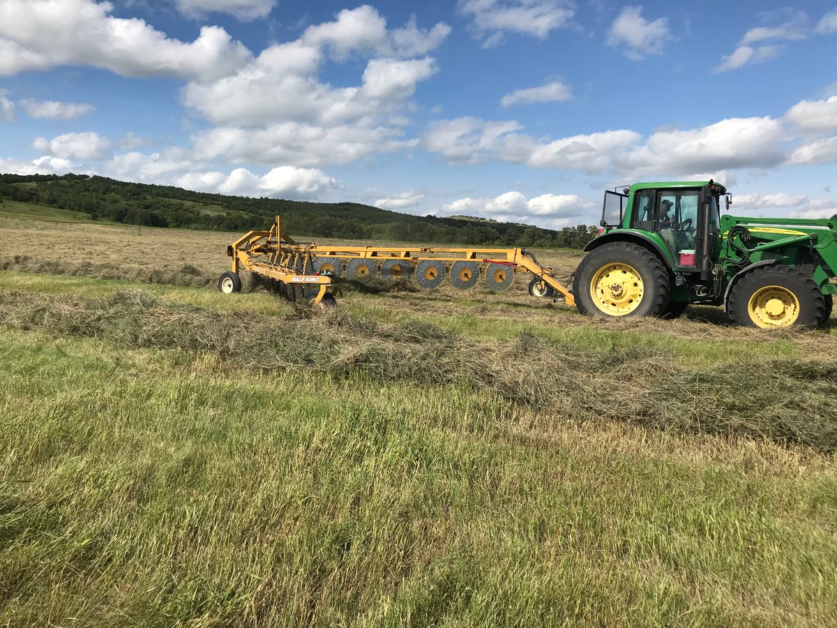 BridgeviewSask's tweet image. Be Ready for 2020's hay season with the Bale King VR581 wheel rake from Bridgeview Mfg. Available in 12 and 14 wheel configurations.
