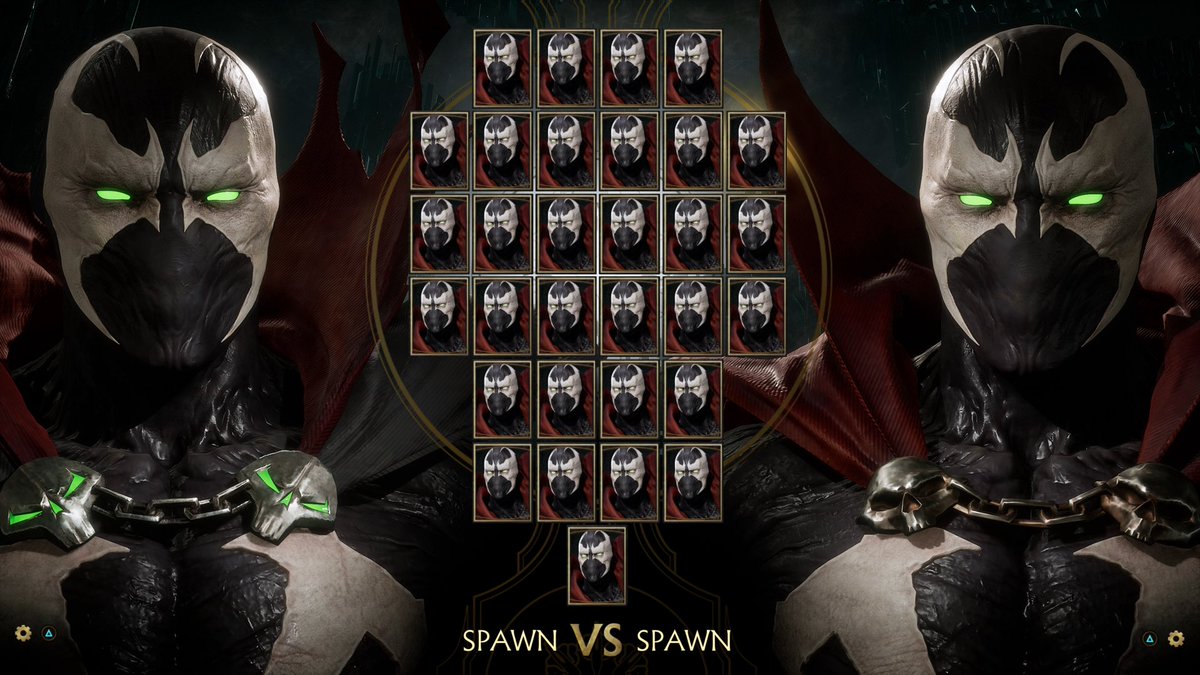 2020. An image of the MK11 character select screen, but Spawn is in every s...