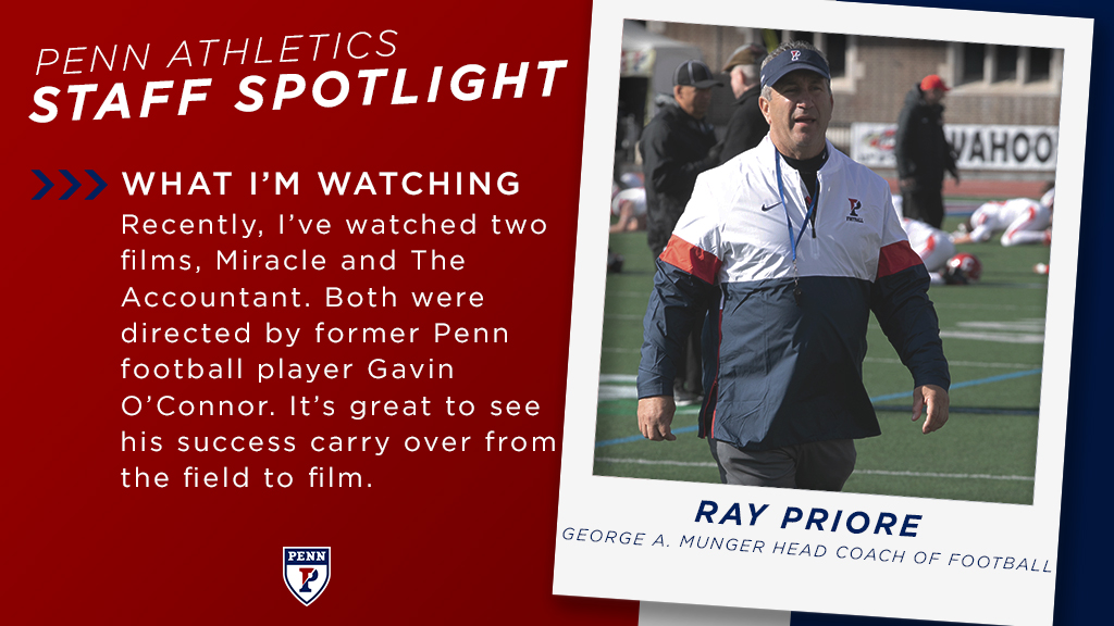 pennathletics's tweet photo. Here's our first installment of #StaffPickOfTheWeek. @PENNfb Head Coach Ray Priore checks in #FightOnPenn π΄π΅ https://t.co/aqCM00YE9o