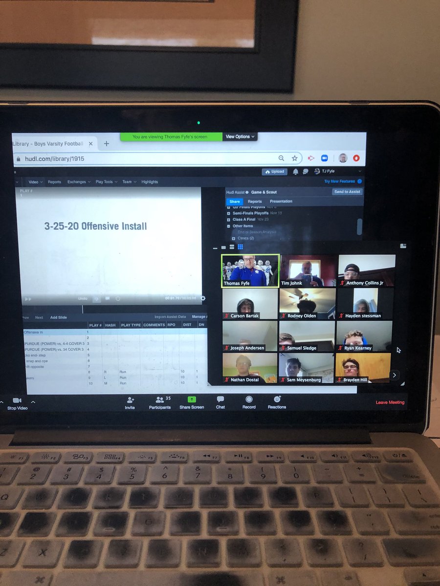 @CPFootball17 did some cool things on Zoom & HUDL today.   Every WINSday (Wed) we will take 1 run play & 1 pass play and talk fundsmentals to the plays presented. #thinkingfootball