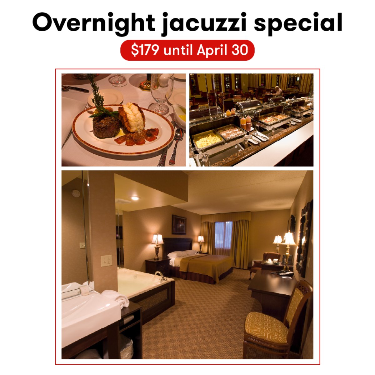 Don't forget: From now until the end of April you can get an overnight jacuzzi king for only $179!