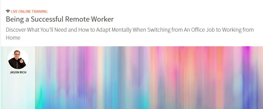 Is working remotely new to you? Check out this live online training w/ @JasonRich7. Registration closes at 7:00 PM PST tonight.
ow.ly/sQpn50yVPiv