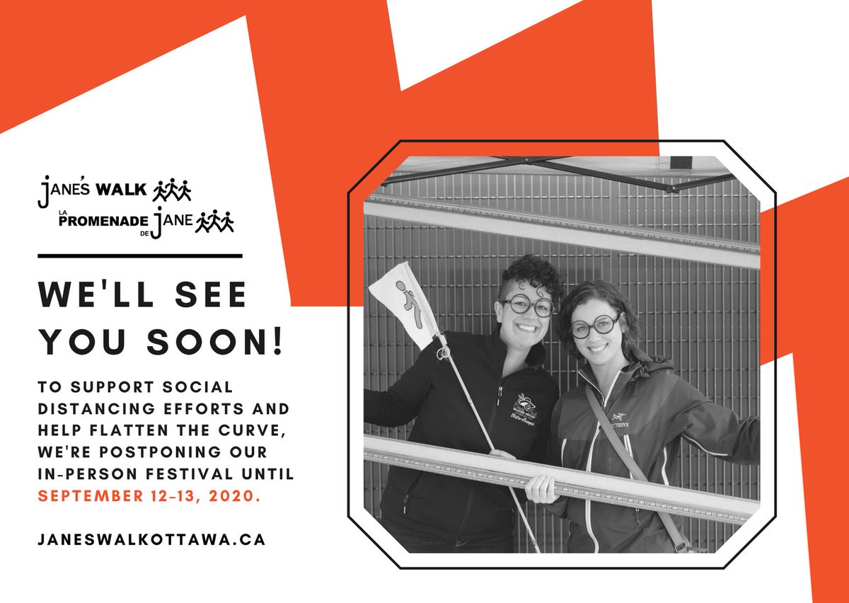 Festival POSTPONED to Sept 12-13th. 📅
Alternative walks to be featured this Spring!🌻
janeswalkottawa.ca/fr/articles/141