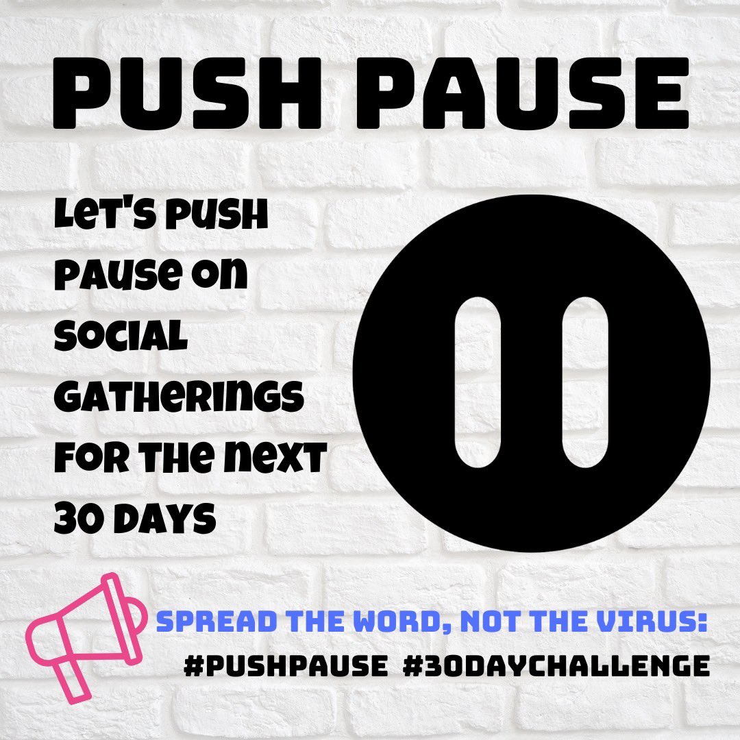 ToyaMarie18's tweet image. Spread the word, not the virus! #pushpause #30daychallenge