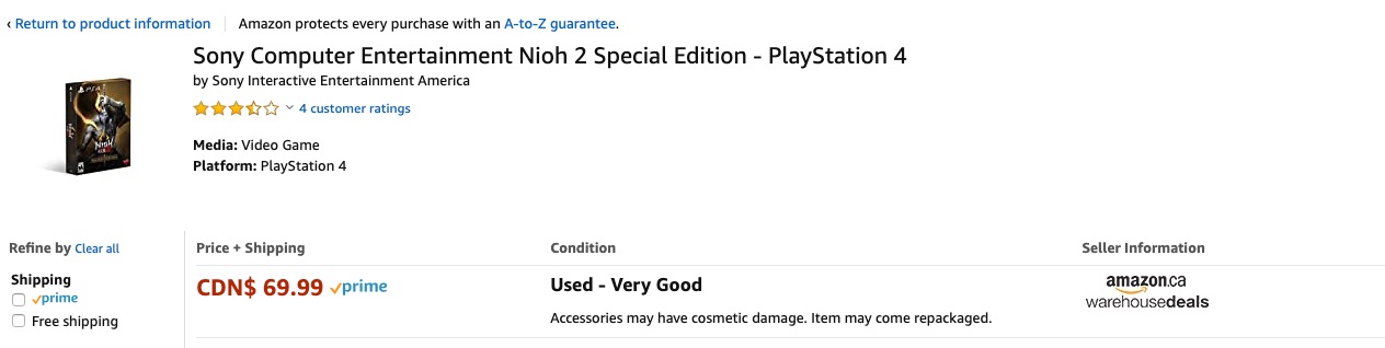 nioh 2 special edition amazon