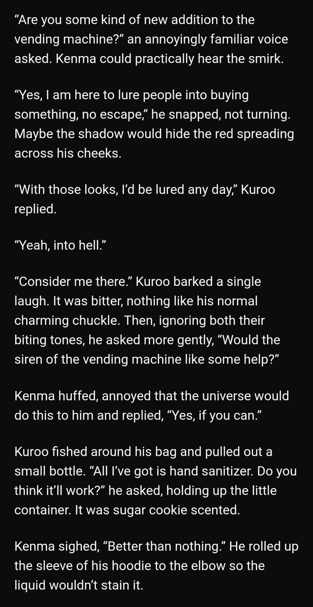 Saltwater room by hipster-yams https://archiveofourown.org/works/4238256/chapters/9588378-11/11-kuroken-side kagehina, past kurotsukki-uni au! Kenma plays the cello and kuroo wants to learn to get closer to him-kenma hates his major send help-tw for anxiety