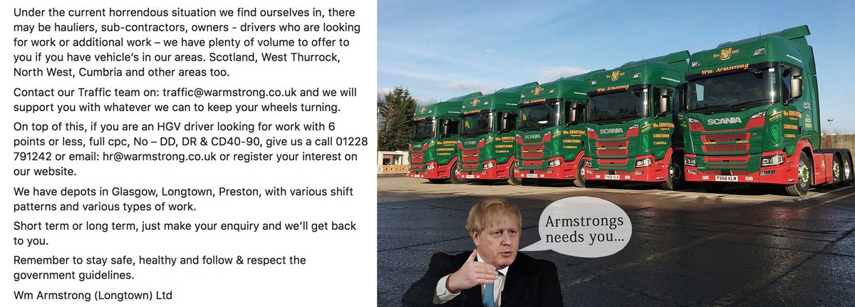 Important update from Wm Armstrong... #haulage #drivers #key #workers