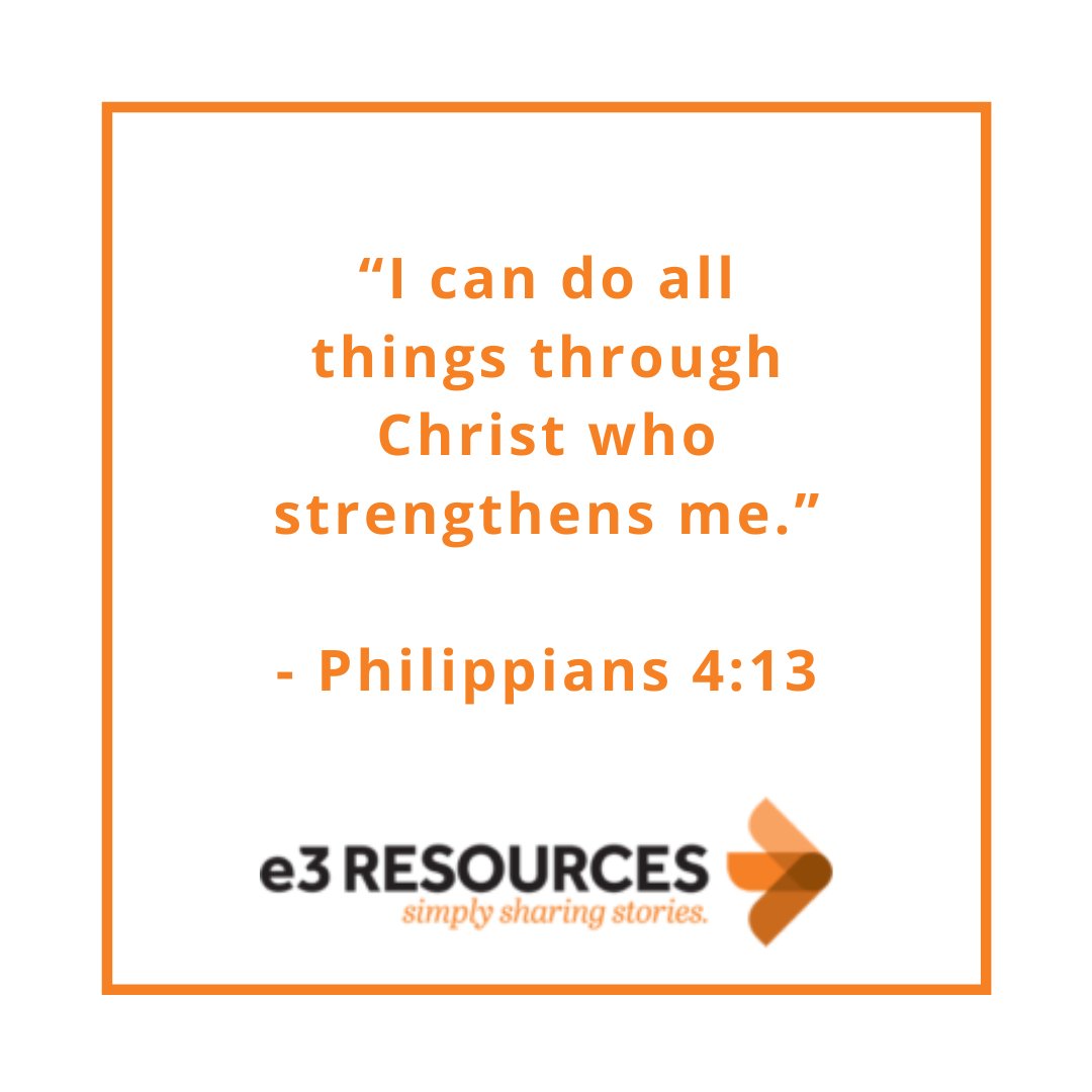 e3Resources's tweet photo. Philippians 4:13 I can do all things through Christ who strengthens me. 💪 Like if you agree! #e3resources #simplysharingstories https://t.co/r8yethnXYM