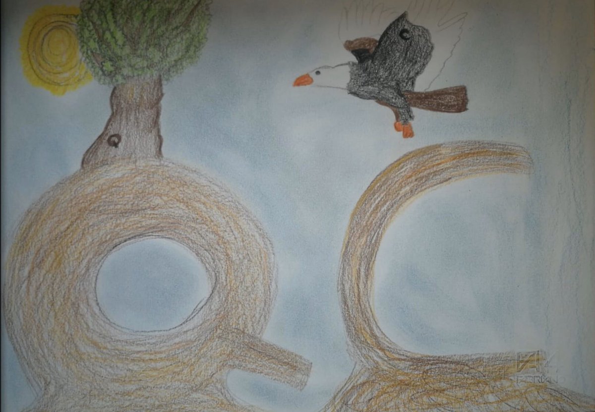 IiPaliano's tweet photo. #RodariSocial @RodariSocial @ProfGrammaticus 
Non riusciva a volare quella povera acuila. La sola C non le dava la forza di librarsi in volo. Un giorno si imbatte in una grande Quercia, questa impietosita le donò la sua Q. Da quel giorno l’acquila volò’ impetuosa nel cielo.Giulia https://t.co/tCdi0yNNzE
