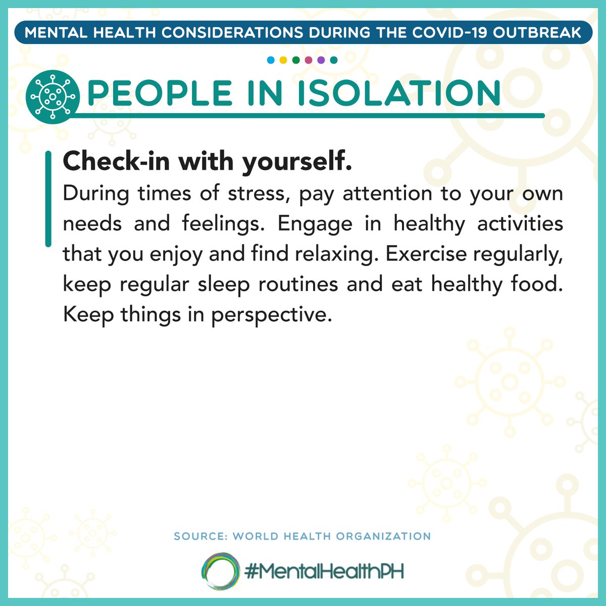 [Mental Health Considerations during COVID-19 Outbreak]For People in Isolation #MentalHealthPH  #COVID19(Source:  @WHO) @WHOPhilippines  @gospeakyourmind  @UnitedGMH