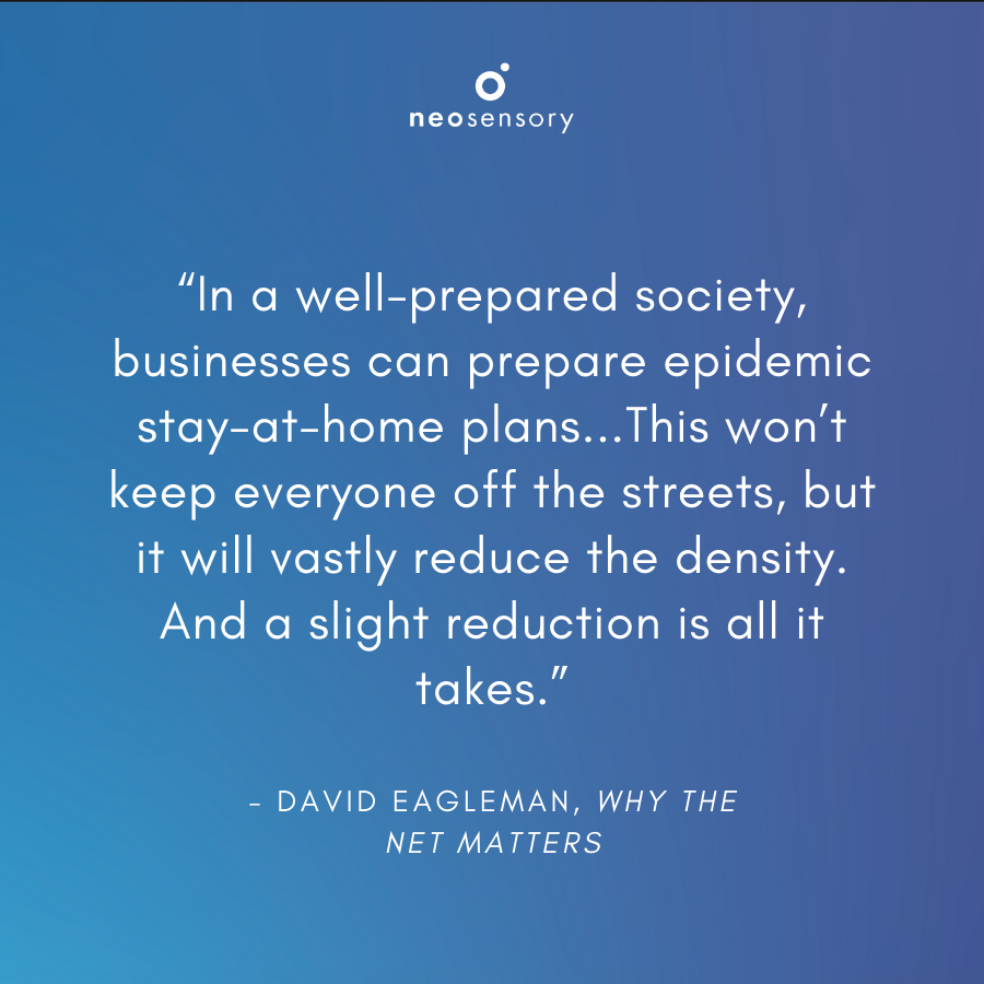 neosensory's tweet photo. A reminder from co-founder and CEO @davideagleman from his book "Why the Net Matters". Stay home and stay safe. #covid19 #whythenetmatters https://t.co/5gmIZgv14g