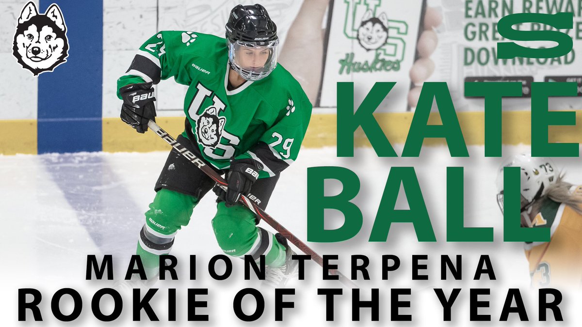The Marion Terpena Rookie of the Year Award goes to <a href="/kateballl/">Kate Ball</a>. Kate led all rookies on the Huskies in scoring with two goals and three assists while playing in all twenty eight games. Congrats Kate!
