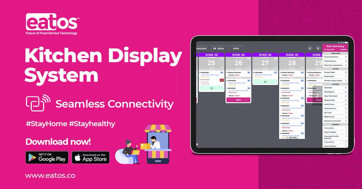 myeatos's tweet image. Enhance your order processing with Kitchen Display System, which seamlessly connects to our all-in-one food services ecosystem, including the Point of Sale, Kiosk, App &amp;amp; Online Ordering.
#KitchenDisplaySystem #OnlineOrdering #COVID19 #RestaurantPOS  #FoodServiceTechnology #eatOS