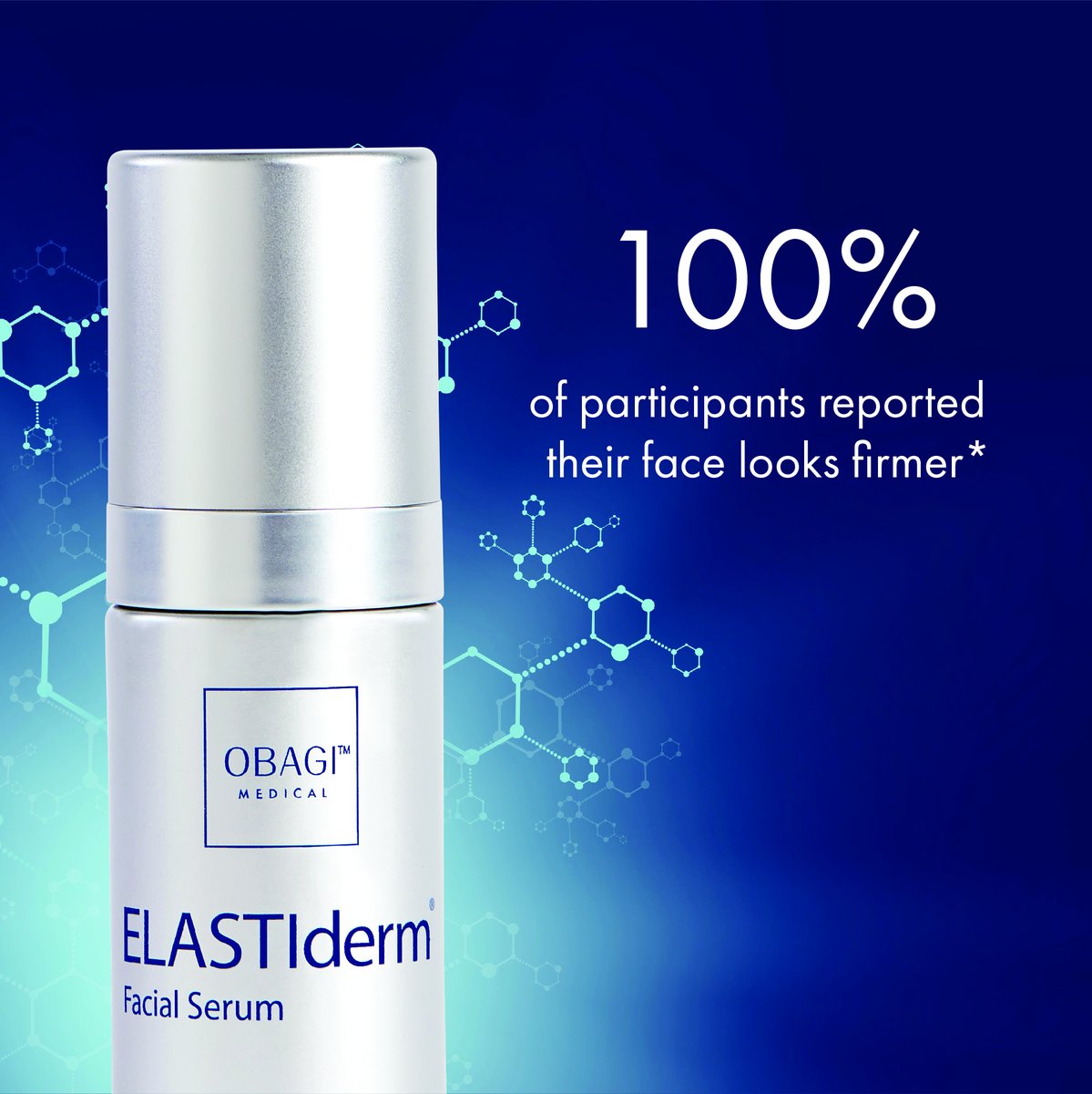 Obagi's tweet photo. 100% of clinical study participants reported their face looks firmer after using ELASTIderm® Facial Serum for just 8 weeks! To find ELASTIderm Facial Serum near you, visit https://t.co/LPsJbMZn0v! *Study Data on file at Obagi Cosmeceuticals LLC. #Obagi #ObagiBounceBack https://t.co/San6zHi4RV