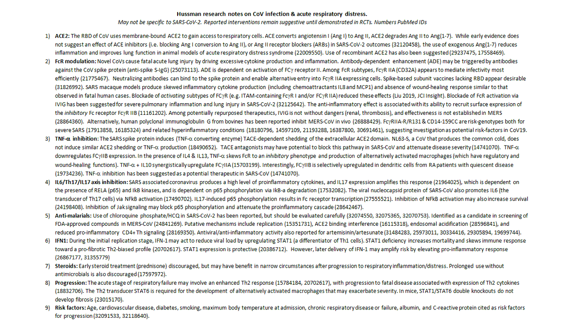 In addition to cautiously enabling empiric use of off-label but not definitively established therapeutics for  #SARSCoV2 ( #COVIDー19), NIH/NIAID pursuing RCTs on remdesivir, immune sera (IVIG), monoclonal antibodies, and other candidates.Updating/sharing my research notes below.