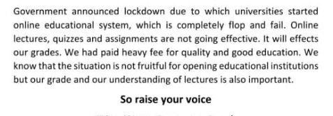GhulamGhousDev's tweet photo. As the authorities put a break to the classwork then they should also put a stop to the academic year as they have done to the board that dealt with matric intermediate.
#We_Want_Semester_Break 
#wewantsemesterbreak https://t.co/pE0LWyNlWb
