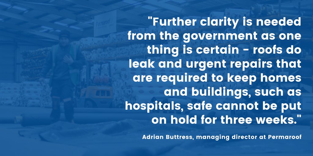 Our MD, Adrian Buttress, has spoken about the #CoronavirusLockdown and what this means for the #construction and #roofing industry, builders' merchants and stockists, and contractors and installers.

Read the full piece on our website: bit.ly/33L425J