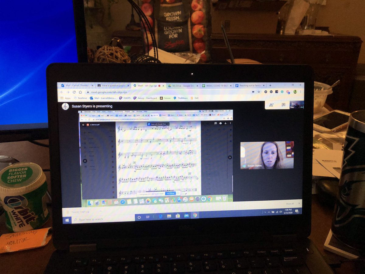 #shamongproud Mrs Styers holding virtual instrumental music lessons.  I’m so proud of the IMMS staff. <a href="/CMVespe/">Dr. Christine Vespe</a> <a href="/NelVTech/">Nelson Vasquez</a>
