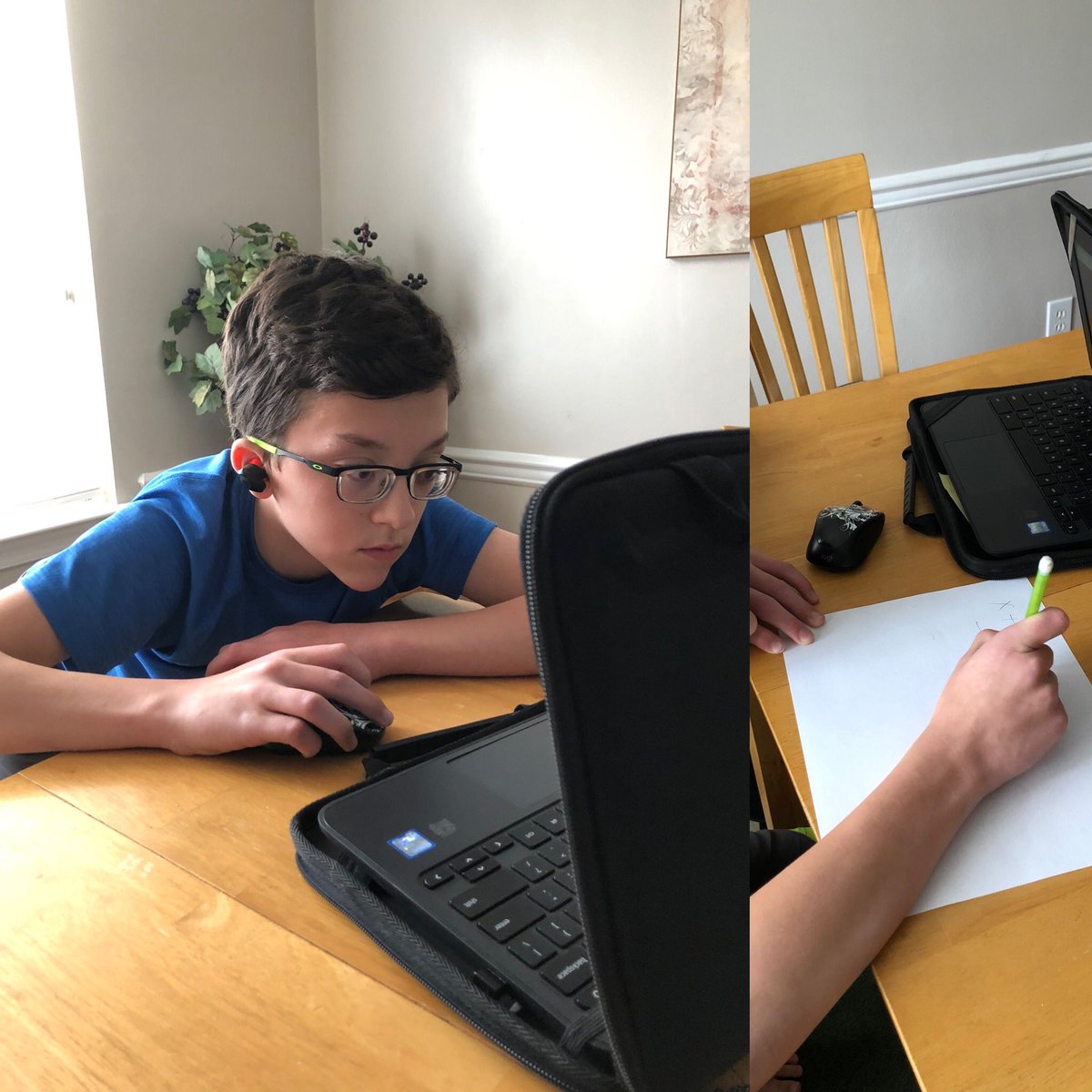AmyODell17's tweet photo. Love how he is keeping his Math skills up during a google meet with his teacher and classmates. @CLMSJETS @vbschools #VBAlwaysLearning https://t.co/43PRmIZRlm