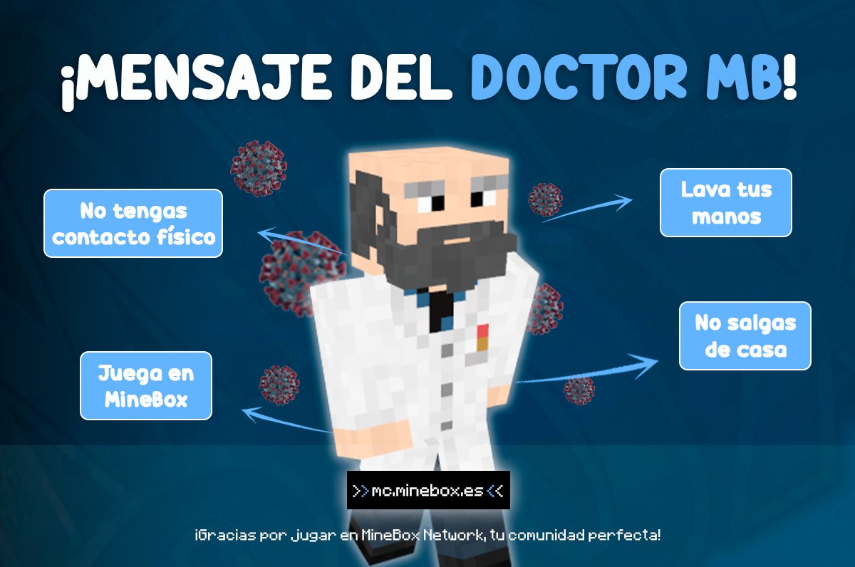 MineBoxNetwork's tweet photo. 👨‍⚕️ | ¡MENSAJE DEL DOCTOR MB!

Sabemos que la situación actual por el COVID-19 cada vez es peor. 😔

El Dr. MB. Tiene unas pequeñas recomendaciones para toda nuestra comunidad. 🏥

¡En MineBox nos importa el bienestar de nuestra gente, tomen precauciones! ♥️ https://t.co/VRA0fEyk4b