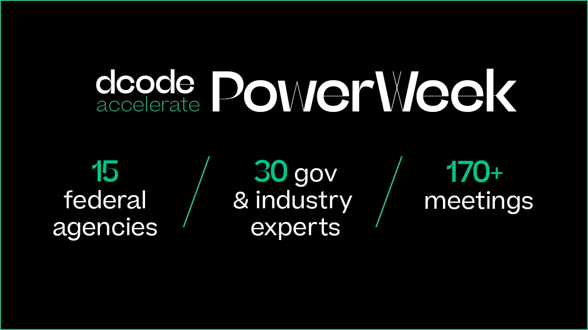 dcodethegov's tweet image. To priotize health and safety, our #DcodeAccelerate #AI and #BigData closeout week will be 100% virtual. Learn more about how to get involved by emailing programs@dcode.co