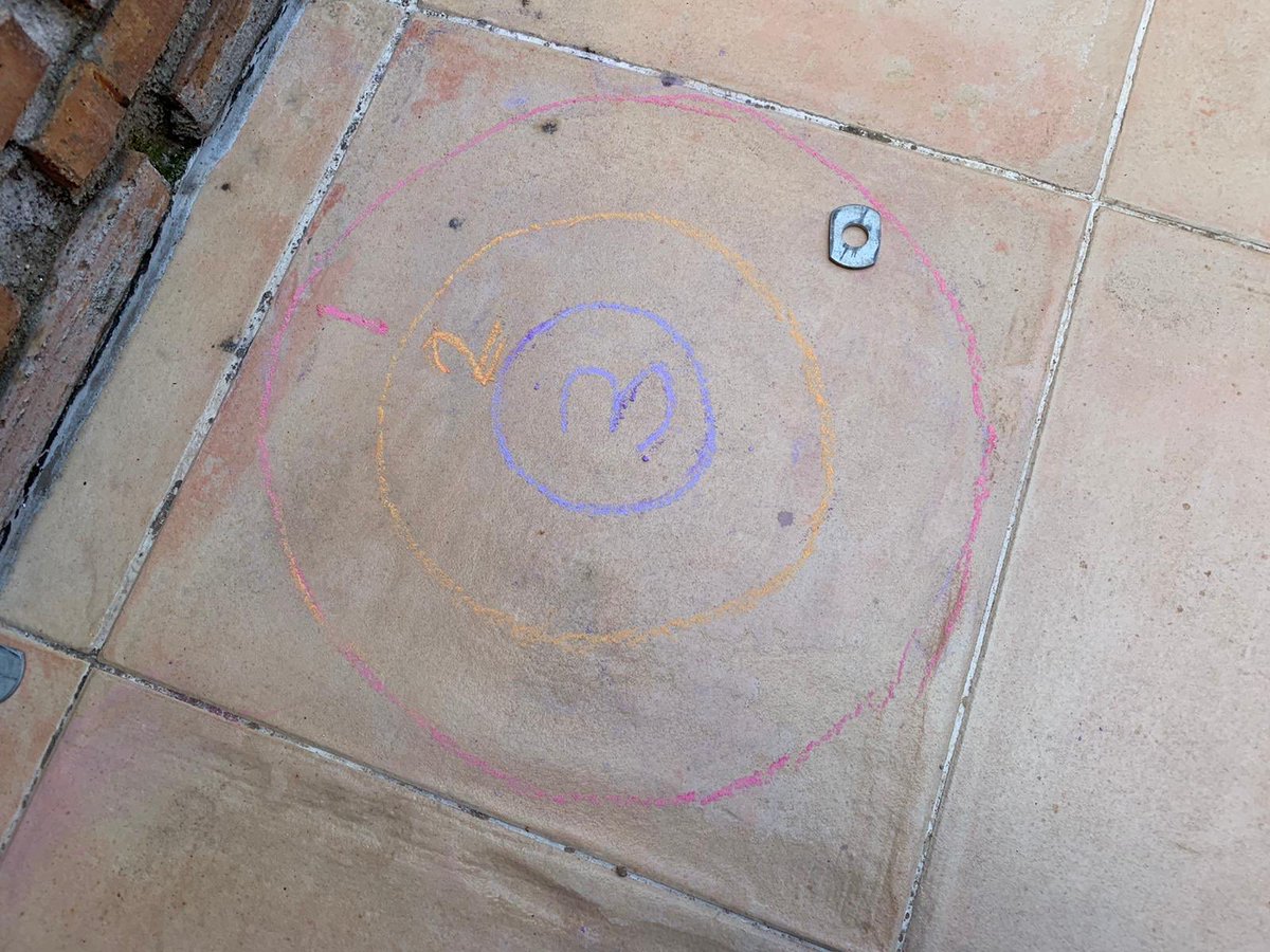 BubblyMaths's tweet photo. #squareday today is the 25th (5*5) my 6 year old niece devised this game to play on their roof. She gets to add up the score as well #StayHome https://t.co/AFVYrGgDoH