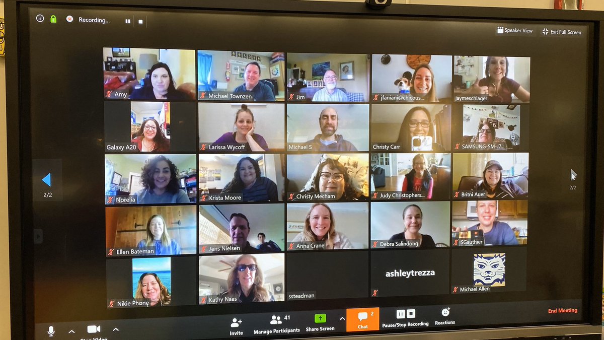 Chapmancats's tweet photo. We had our virtual staff meeting this morning! We miss each other and our students and Chapman families. We will get through this together! 💙 #chapmanproud #itsagreatdaytobeacat https://t.co/7OQ1H5DUM8