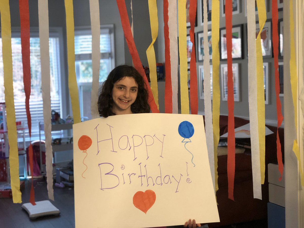 Levin_kteach's tweet photo. What do you do when a kindergartener has a birthday during COVID-19 Digital Learning? Why decorate your work space, make a poster and have your family sing happy birthday in the morning to post on Seesaw of course. 😊 @RockyMountElem https://t.co/VX46UzG7IJ