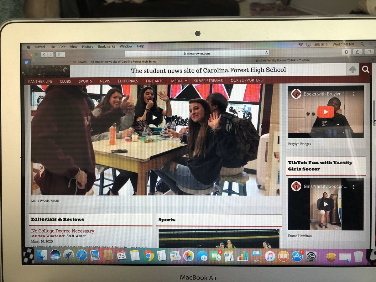 cfhsann88's tweet photo. Updated articles and videos in The Prowler, including a TikTok from Varsity Girls soccer team! #cfhspanthers @CFHPrincipal #cfpantherlife #StayHomeStaySafe @cfhspanthers https://t.co/27GjVgqnkT
