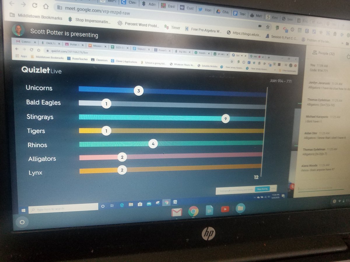 jmtishler's tweet photo. Quizlet Live + Google Meet today with @MrPotter133 and Mr DeSocio's algebra classes was a success!! Can't wait to do this again! @quizlet @BayshoreMiddle #MTPSpride https://t.co/a9MyywHIxM