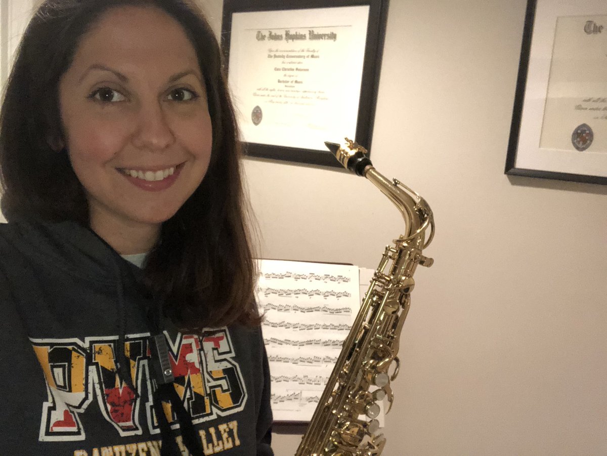 PVMSMusic's tweet photo. Making time for music today. Band directors practice too! I miss my band students and hope you are making music during your time at home. #pvmspride #PVMSMusicTeam @hcpss_pvms https://t.co/oEY19sWpHn