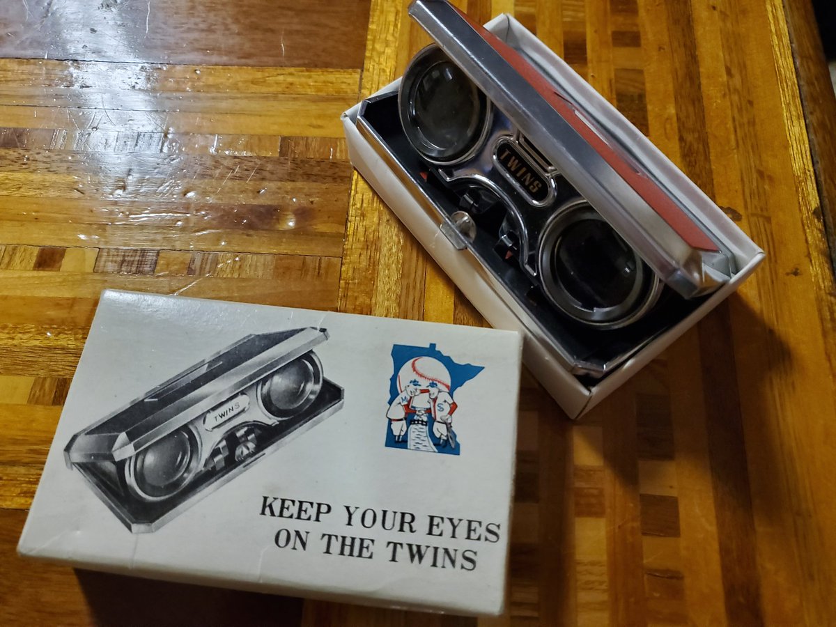 brianhegseth's tweet photo. Came across this gem in my desk drawer today. First souvenir my dad ever bought me at #MetStadium in the 60's. Was never so excited! (We needed these from where we always had tix.)1 @Twins @TwinsAlmanac @MN_Twins_Live 
@MNTwinsZealot @MNBlackBaseball @uniformcritic #popupbinos https://t.co/yfypG67Lc1