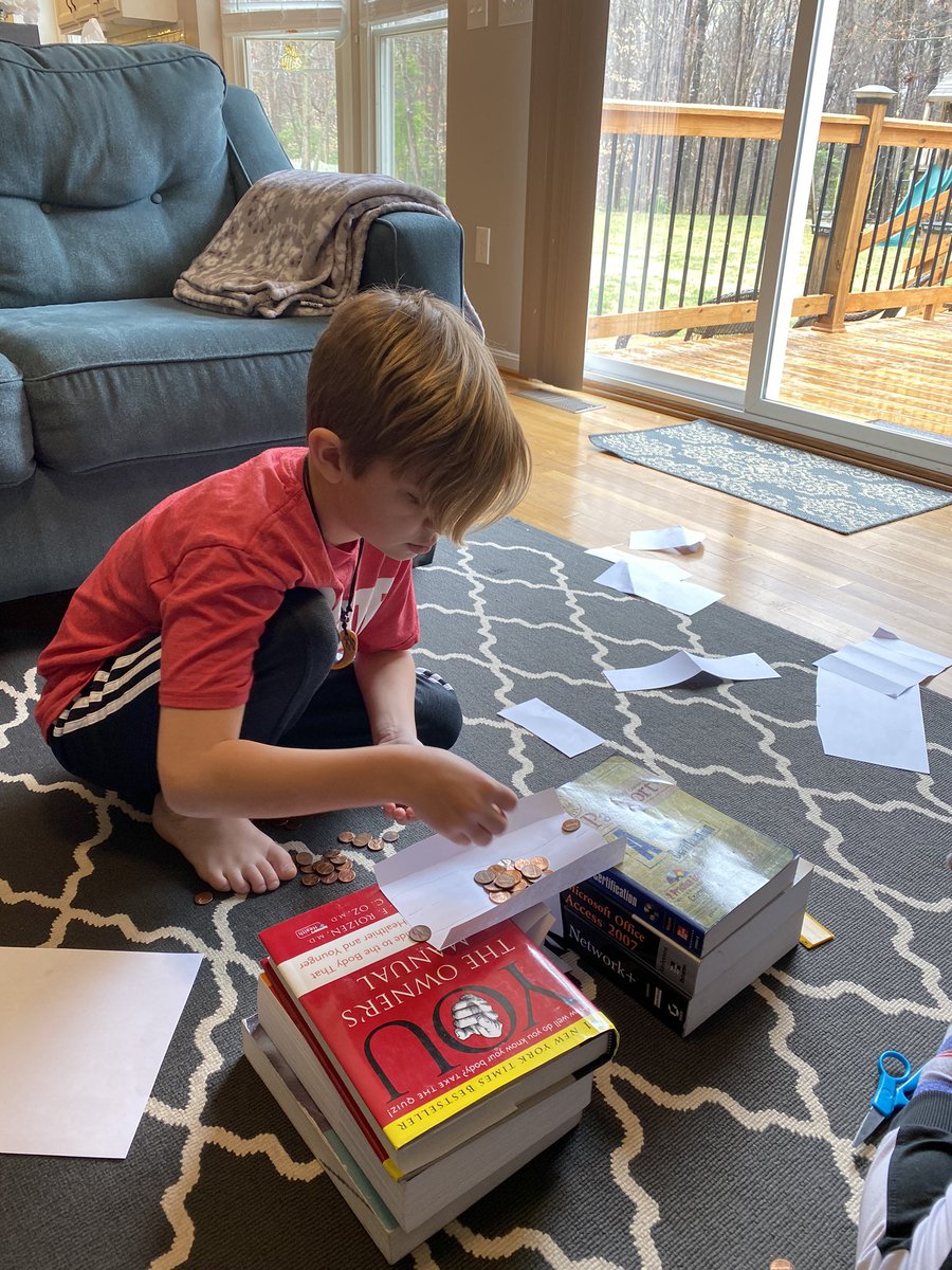 GibneySherrie's tweet photo. @MysterySci Thank you for the free remote learning activities. My kids had a blast today doing the paper bridge lesson! https://t.co/PyBT1PMBRM