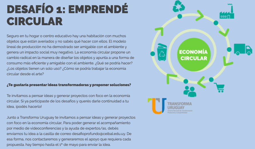 Compartimos los tres desafíos de este año de la @RedAprendizajes!
¿Sabías que uno de ellos es #EmprendéCircular, que invita a estudiantes de todo el país a pensar ideas y generar proyectos con foco en la economía circular?

desafioprofundo.org