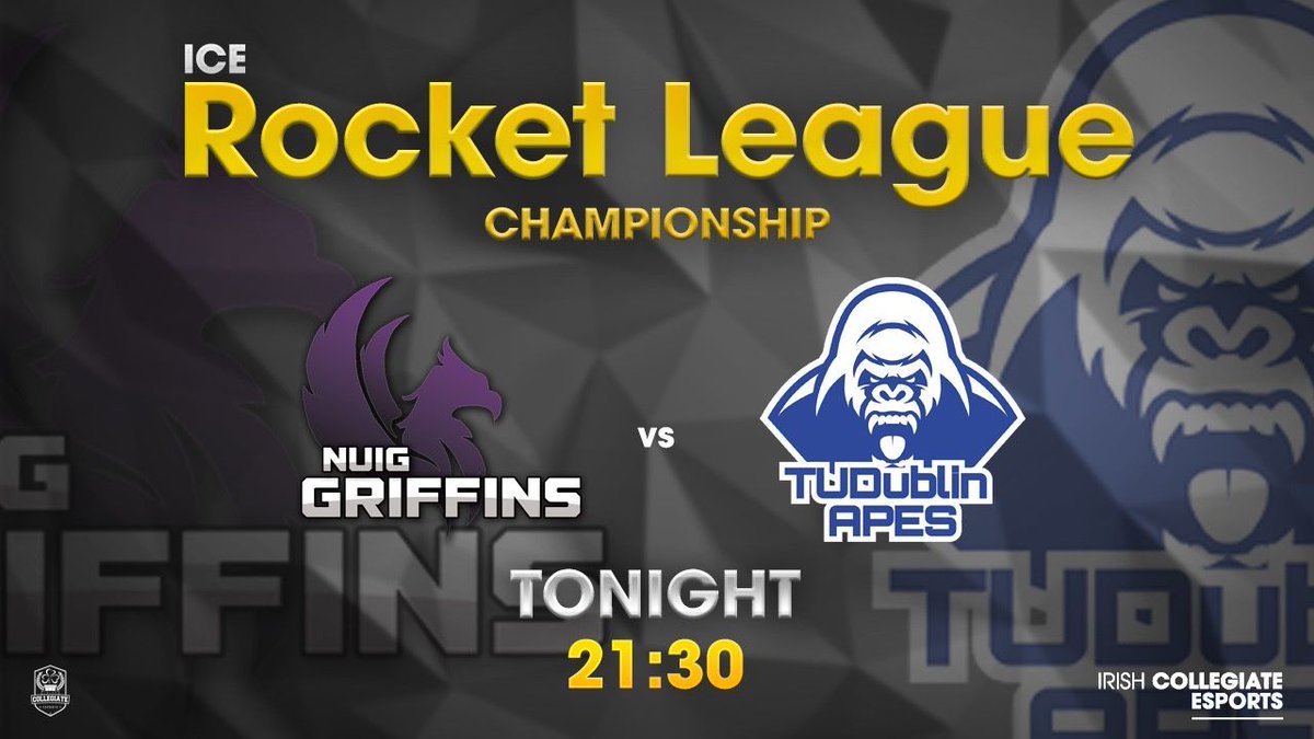 IrishCollegiate's tweet photo. We’re about to go live over on Twitch with our Rocket League Championship Final!

Head over now to make sure you don’t miss out! Who will win, @NUIGGriffins or @ApesTud?

@CardinalityTV and @SamMoylan1 are your hosts for the evening!!

⬇️⬇️⬇️
https://t.co/MotA6HM5pv https://t.co/fhByfeNmtr