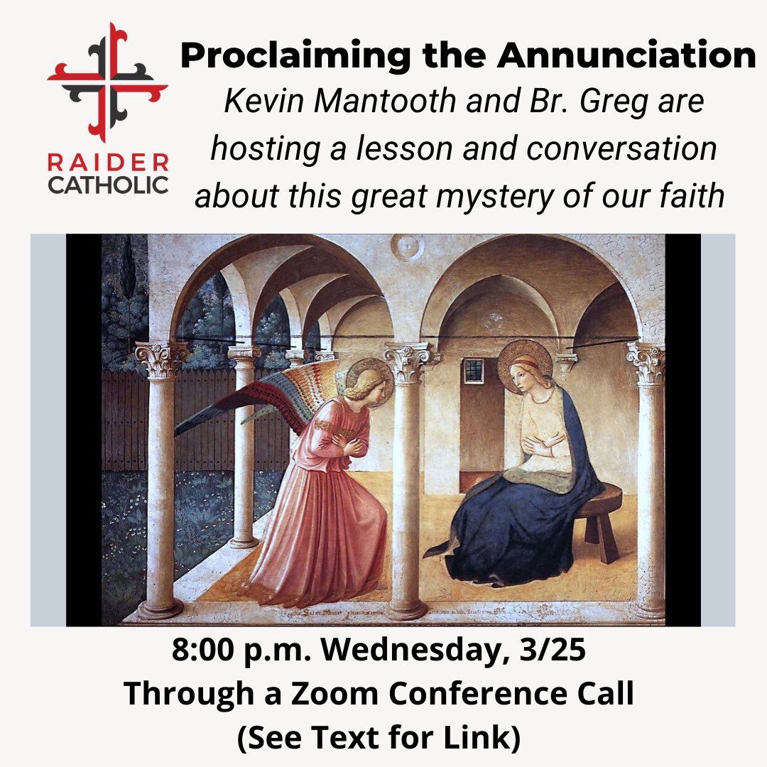 RaiderCatholic's tweet photo. The Zoom Meeting ID for this lesson and discussion tonight at 8 is 459 732 2868. https://t.co/1fxAtl6ncr