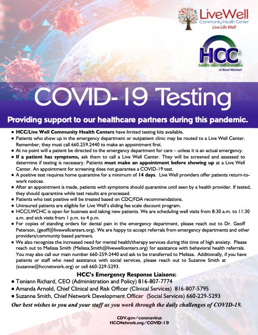 repcleaver's tweet photo. I want to thank the Health Care Collaborative of Rural Missouri for putting this important information together for rural Missourians. If you live in Concordia, Carrollton, Waverly, or Buckner, take a moment to look at this information. https://t.co/RJjPpKw55y