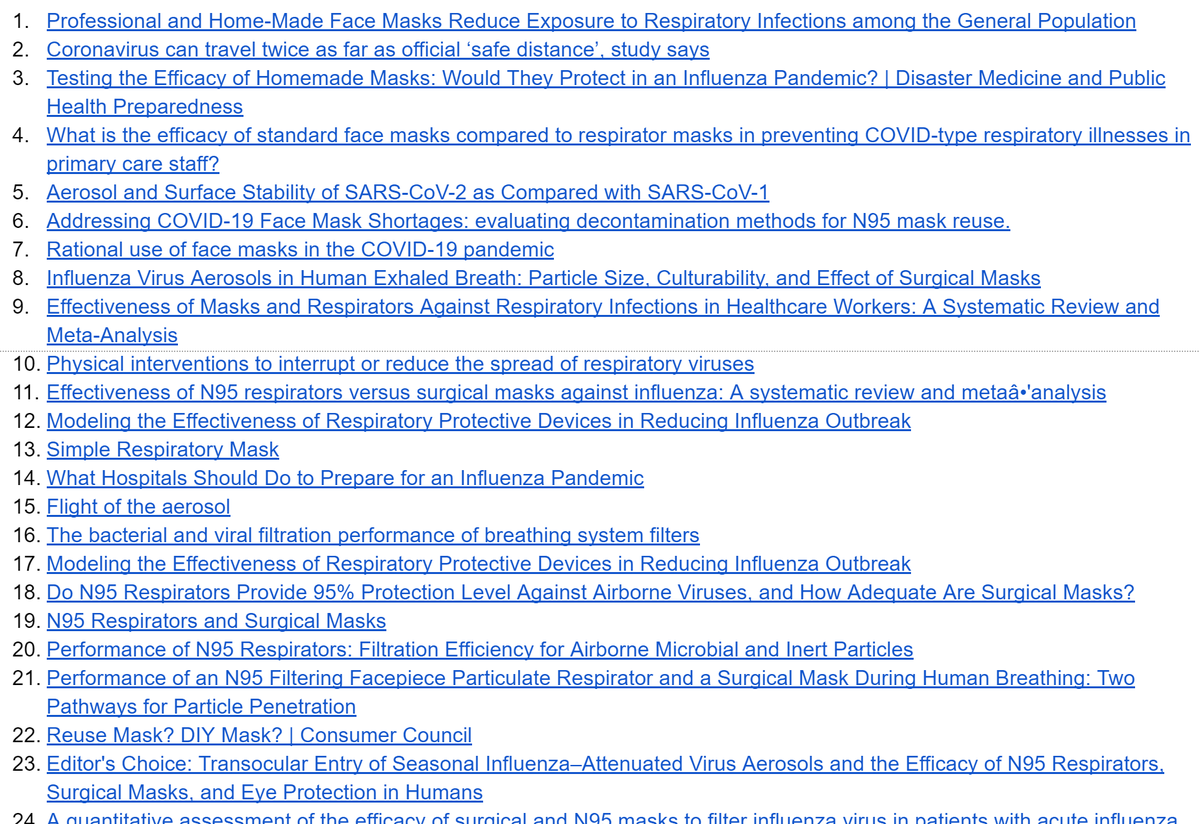 What's happening here? Does this masks thing really make sense, scientifically? Yes, it does!Here's 34 scientific papers that all point to the same thing: masks (even home made ones) really work to dramatically reduce the spread of covid-19. http://tiny.cc/maskswork 